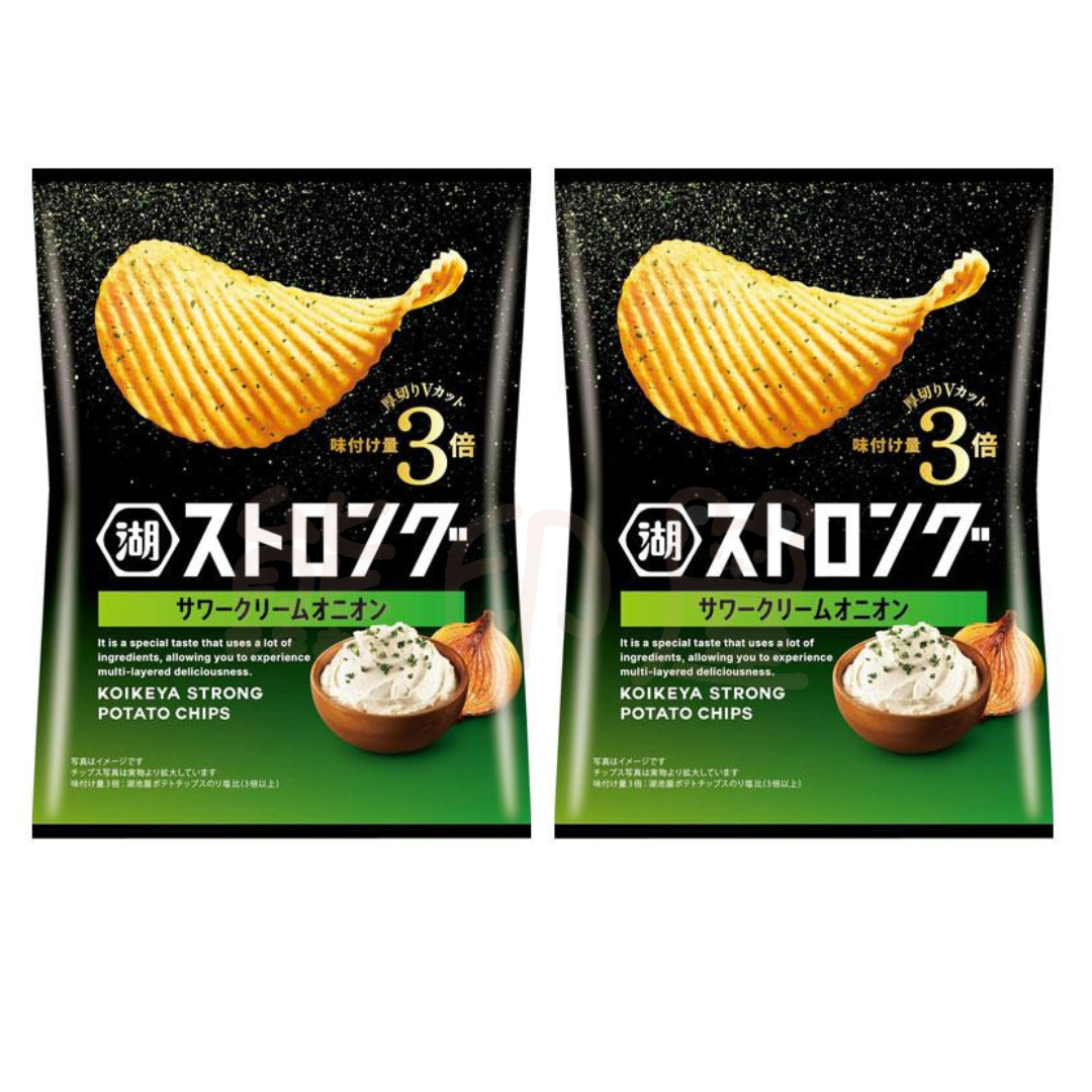 湖池屋STRONG薯片-酸忌廉洋蔥味| **53g x2包**)(綠)  x  2 到期日 2026-5-30