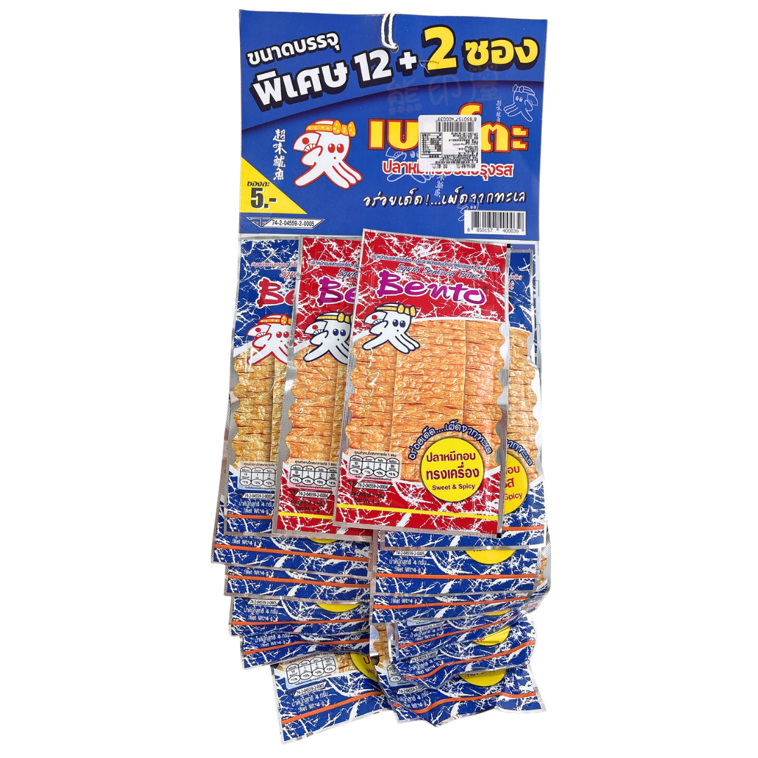 Bento超味魷魚(香辣)(藍) (12+(1包甜辣味)*4g)(新舊包裝 隨機發貸)