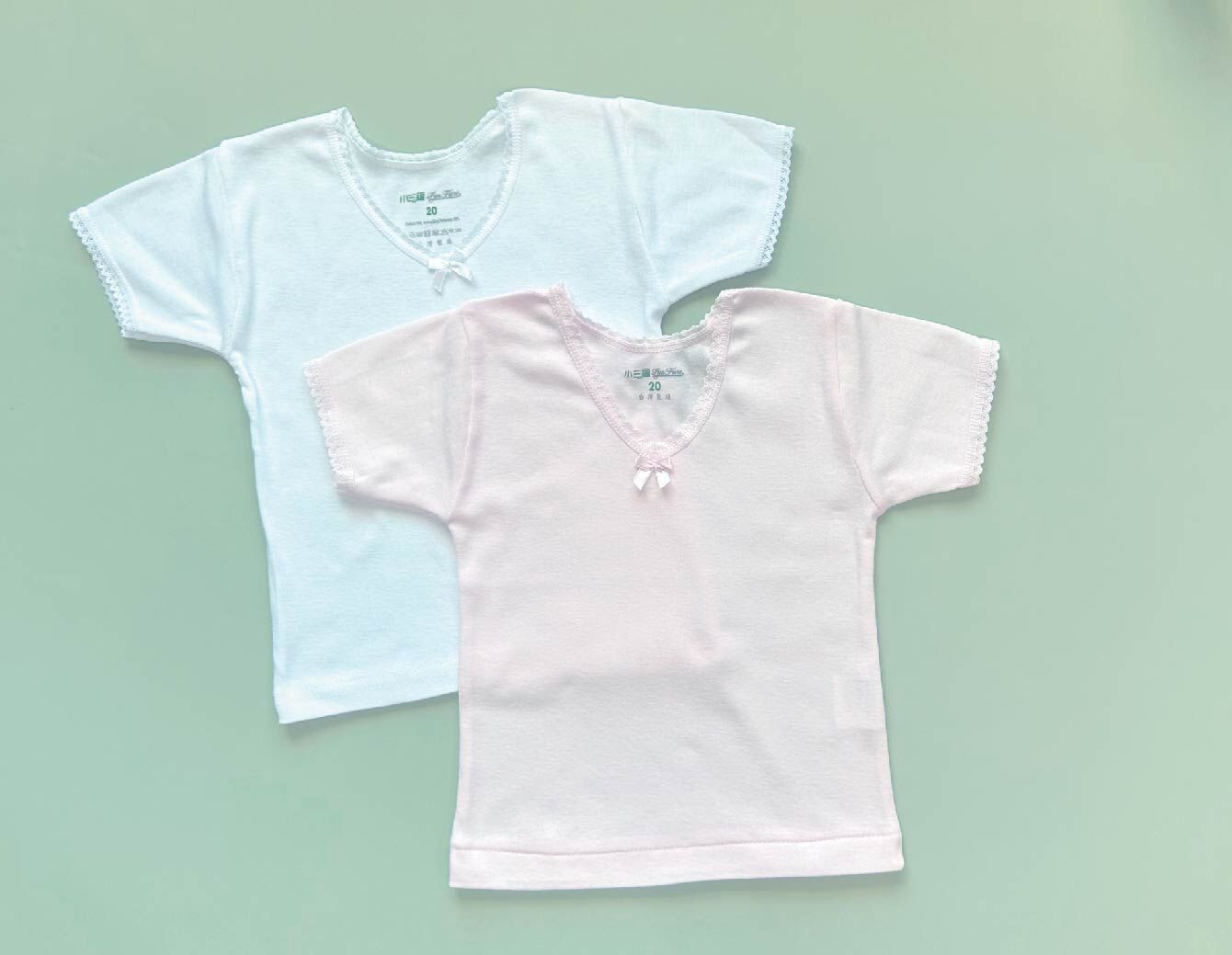 小三福 三福 棉質女童羅紋花邊小短袖 特價$50