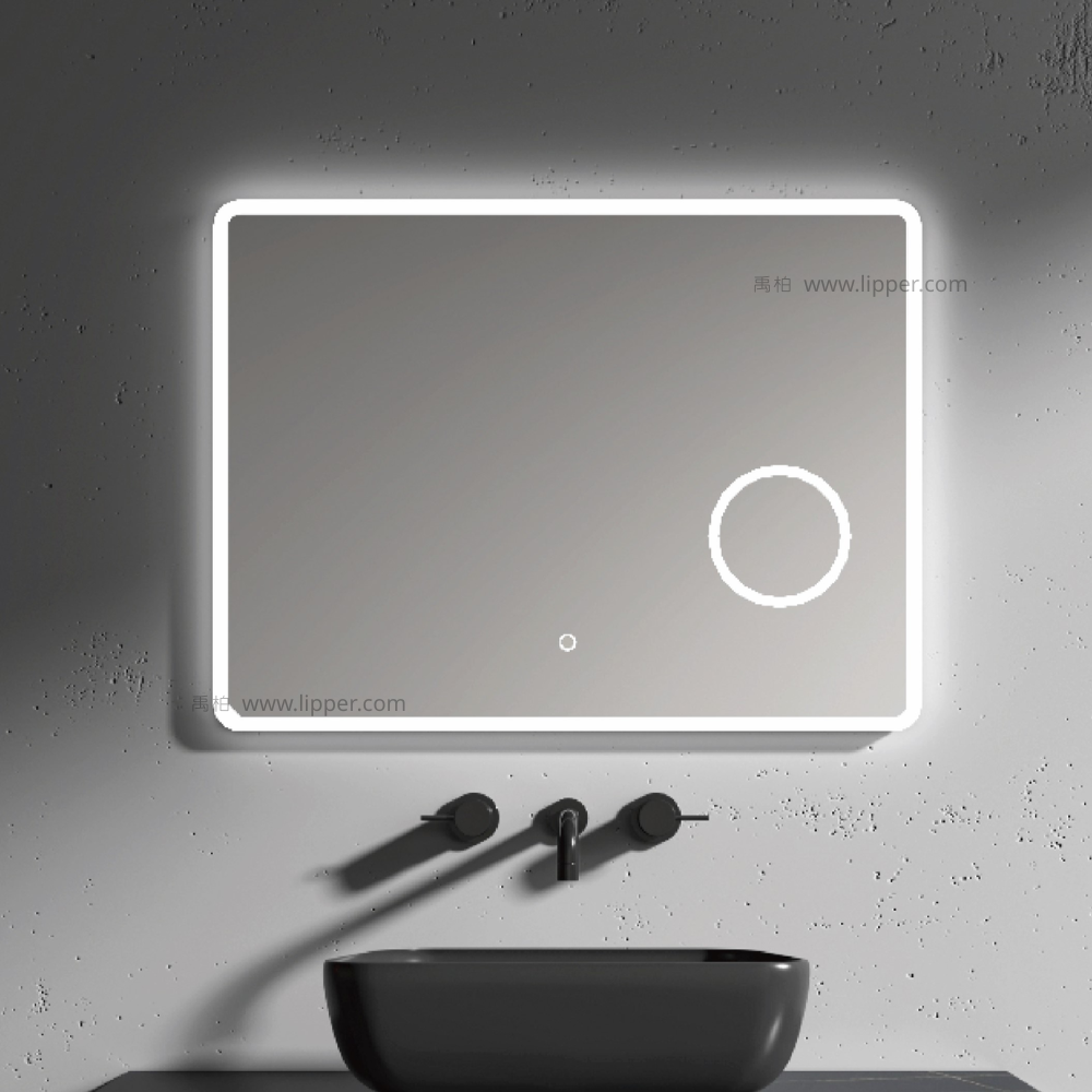 LIPPER R角壓克力框帶燈化妝鏡-帶放大鏡功能(80*60cm) NAT004