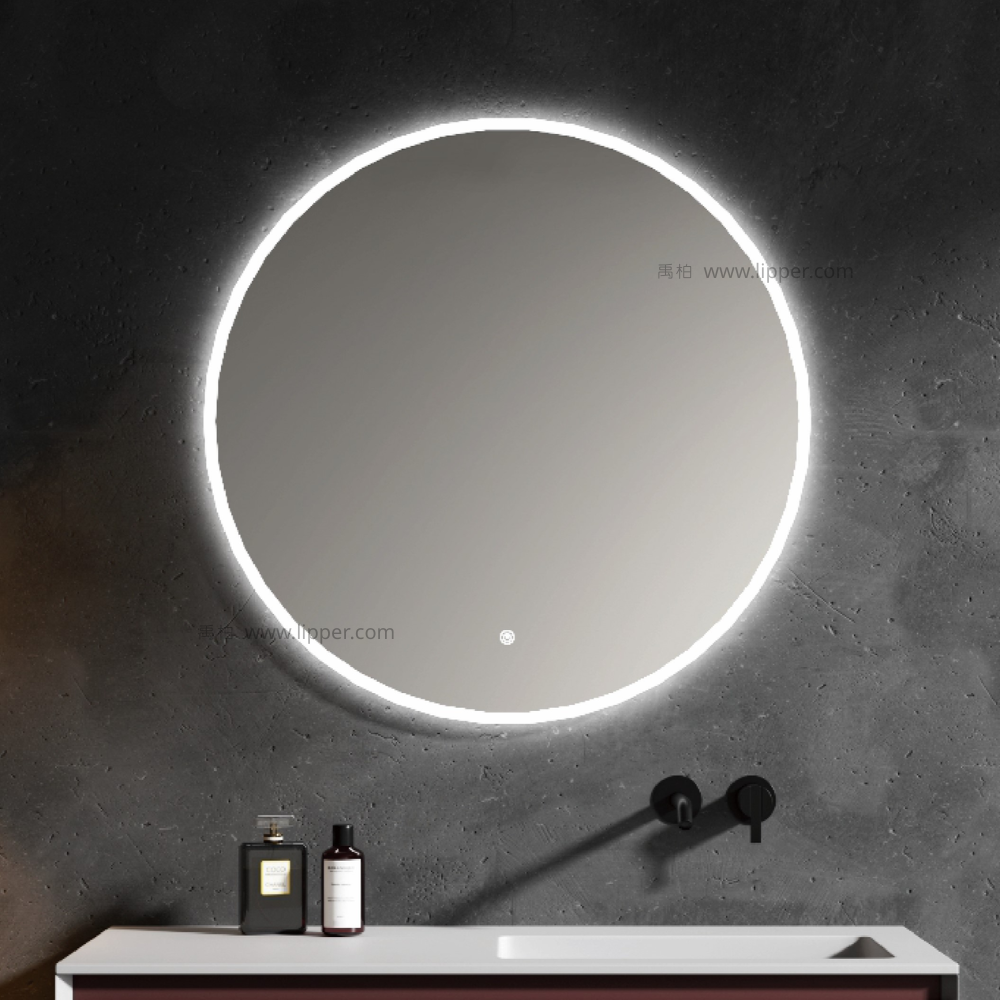 LIPPER 圓形黑框帶燈化妝鏡(60cm) NAN002