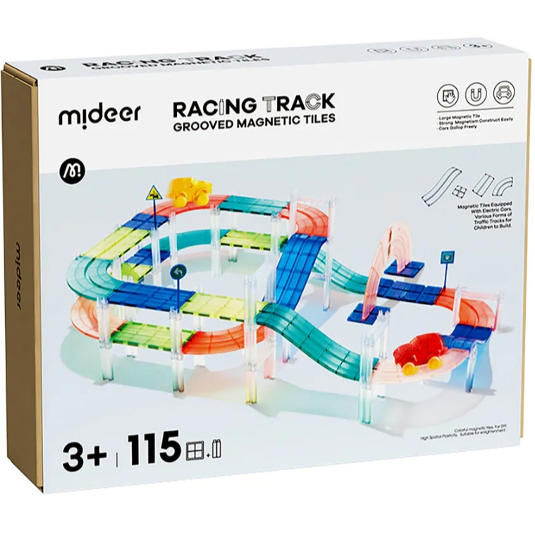 【樂森藥局】mideer 多彩透光磁力片 - 交通軌道組115pcs(MD-6395)