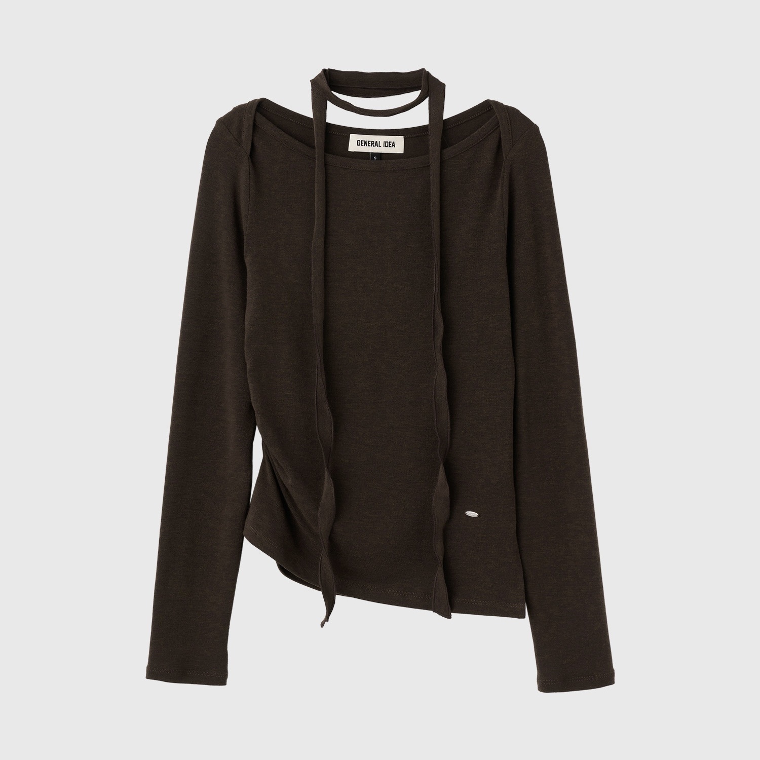 [GENERAL IDEA] SCARF LAYERED BOATNECK SHIRRING T-SHIRT