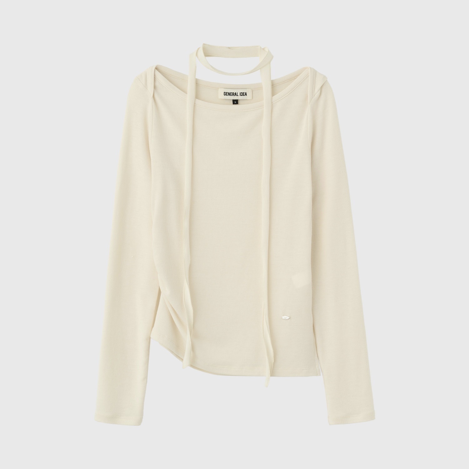 [GENERAL IDEA] SCARF LAYERED BOATNECK SHIRRING T-SHIRT