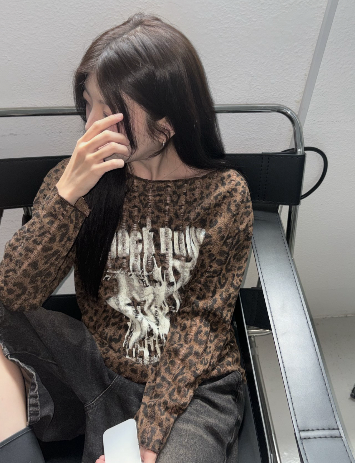 KR LEOPARD KNIT TOP