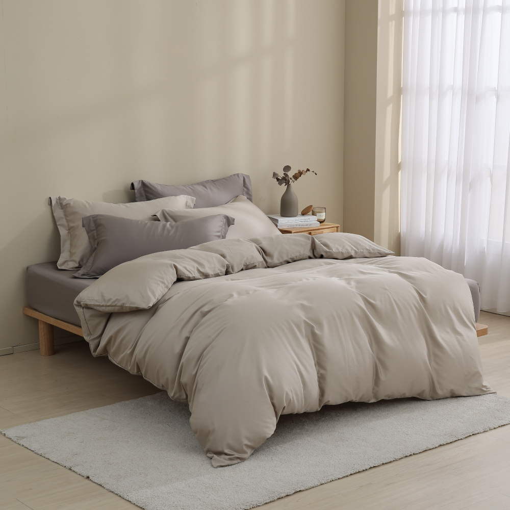 60支天絲棉｜67%天絲&33%純棉｜雙色配｜岩黎灰ｘ藜麥色