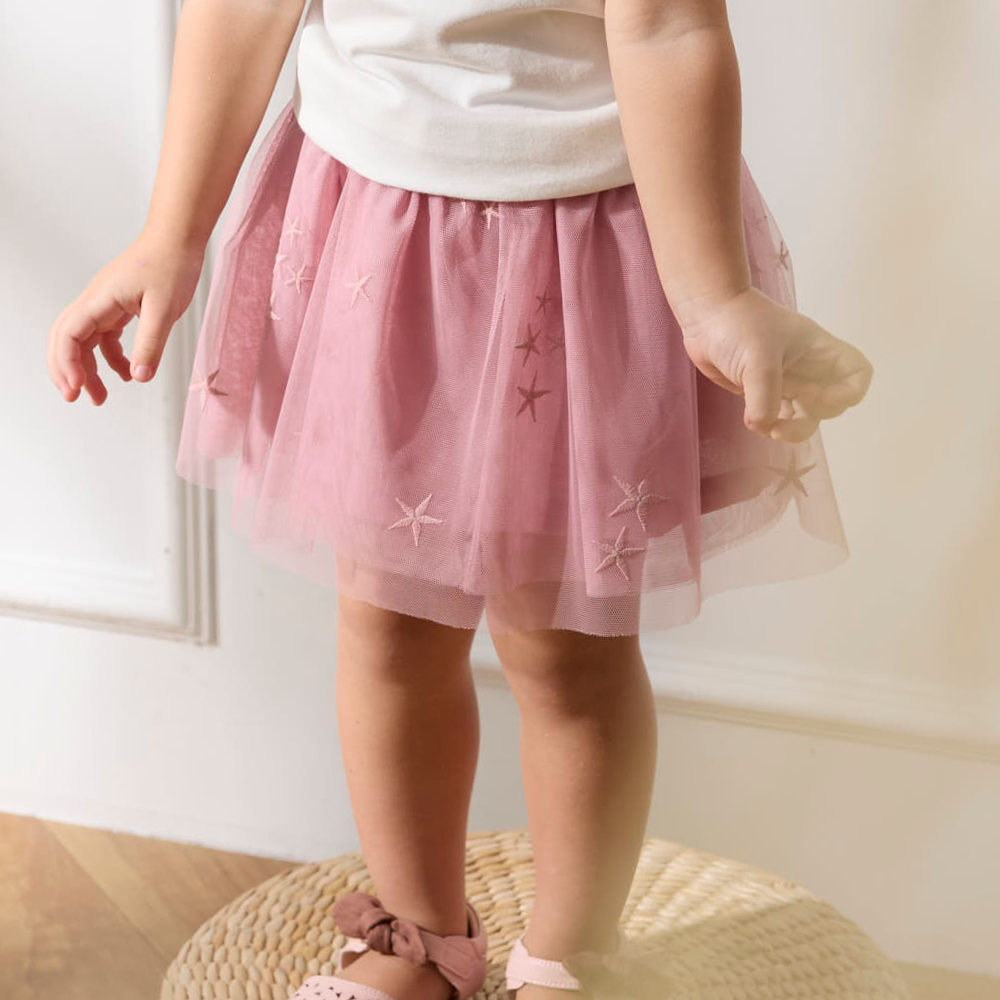 PIPPY星星刺繡浪漫蕾絲網紗裙 粉