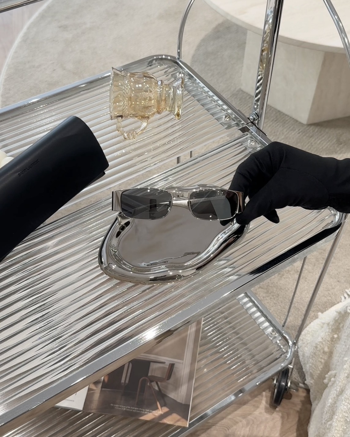 YSL｜SL738001金屬墨鏡 銀色