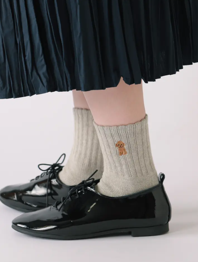 [現貨優惠] 靴下屋 狗狗刺繡短襪