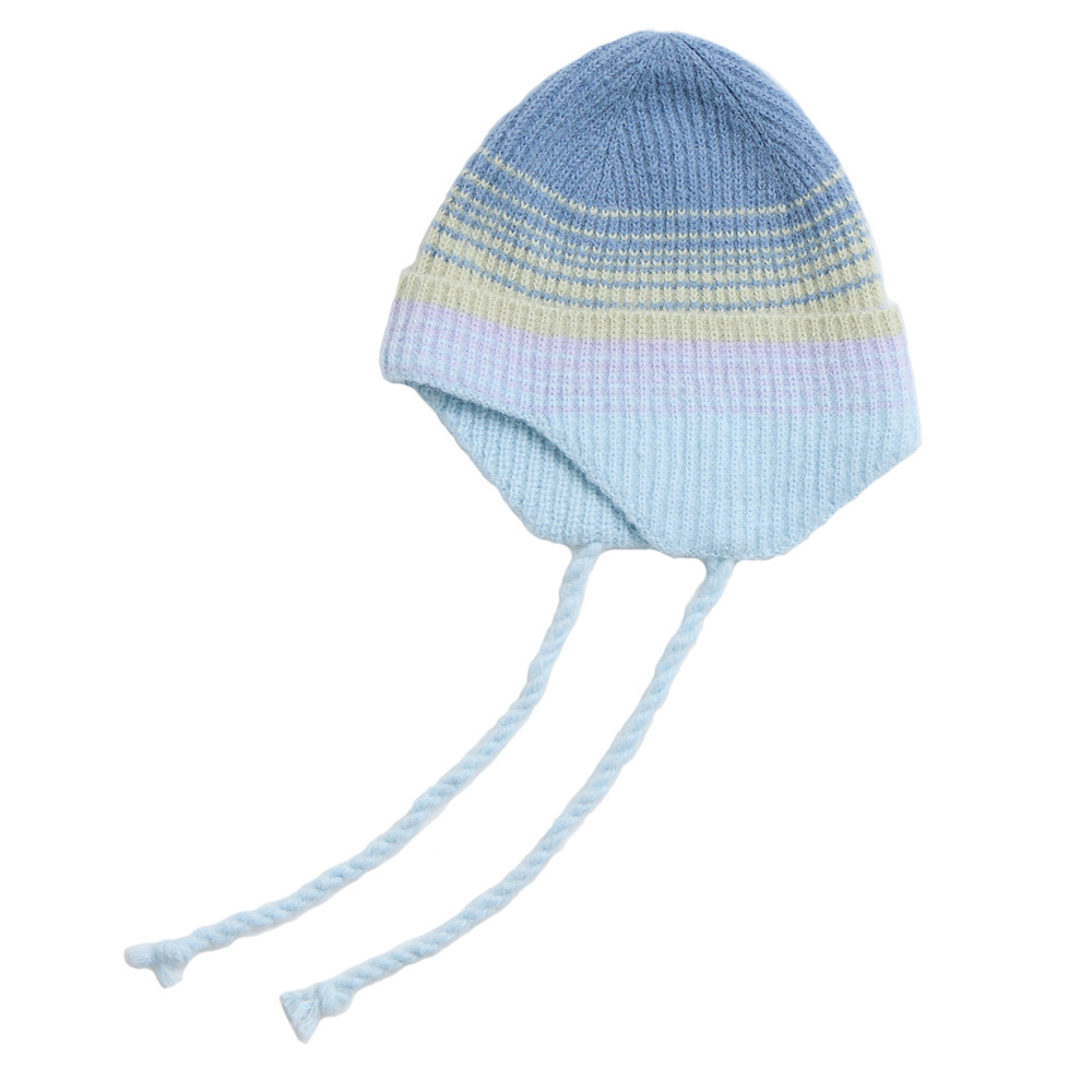 [Empty Cones] Lavender Wave Earcuff Beanie Blue