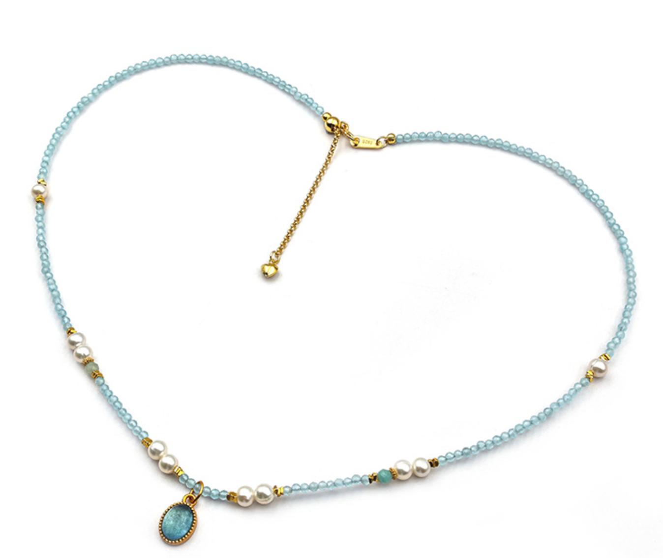 【直播】LL082805 S925銀 天河石海藍寶珍珠頸鏈(SGN0670003)