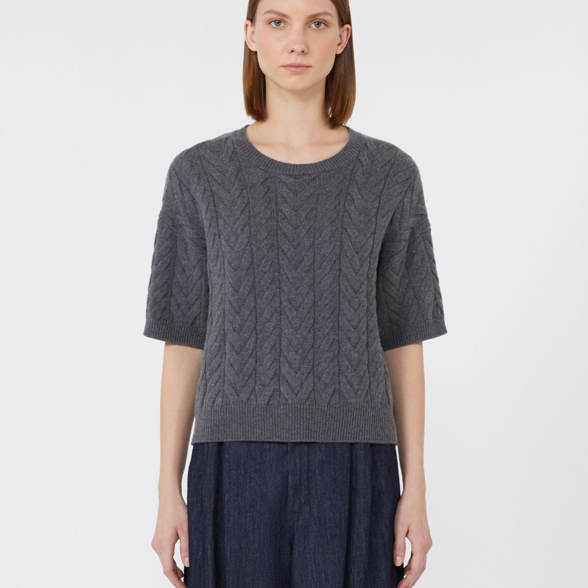 1LN0902-021 MAX MARA Knitted Wool Sweater Grey #9366115106-007 (C-BR-E)