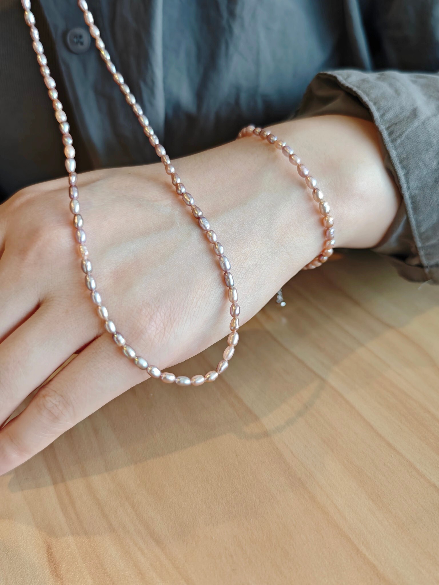 【直播】LL082832 S925銀 珍珠頸鏈(SPN0922001) 送紫色珍珠耳環