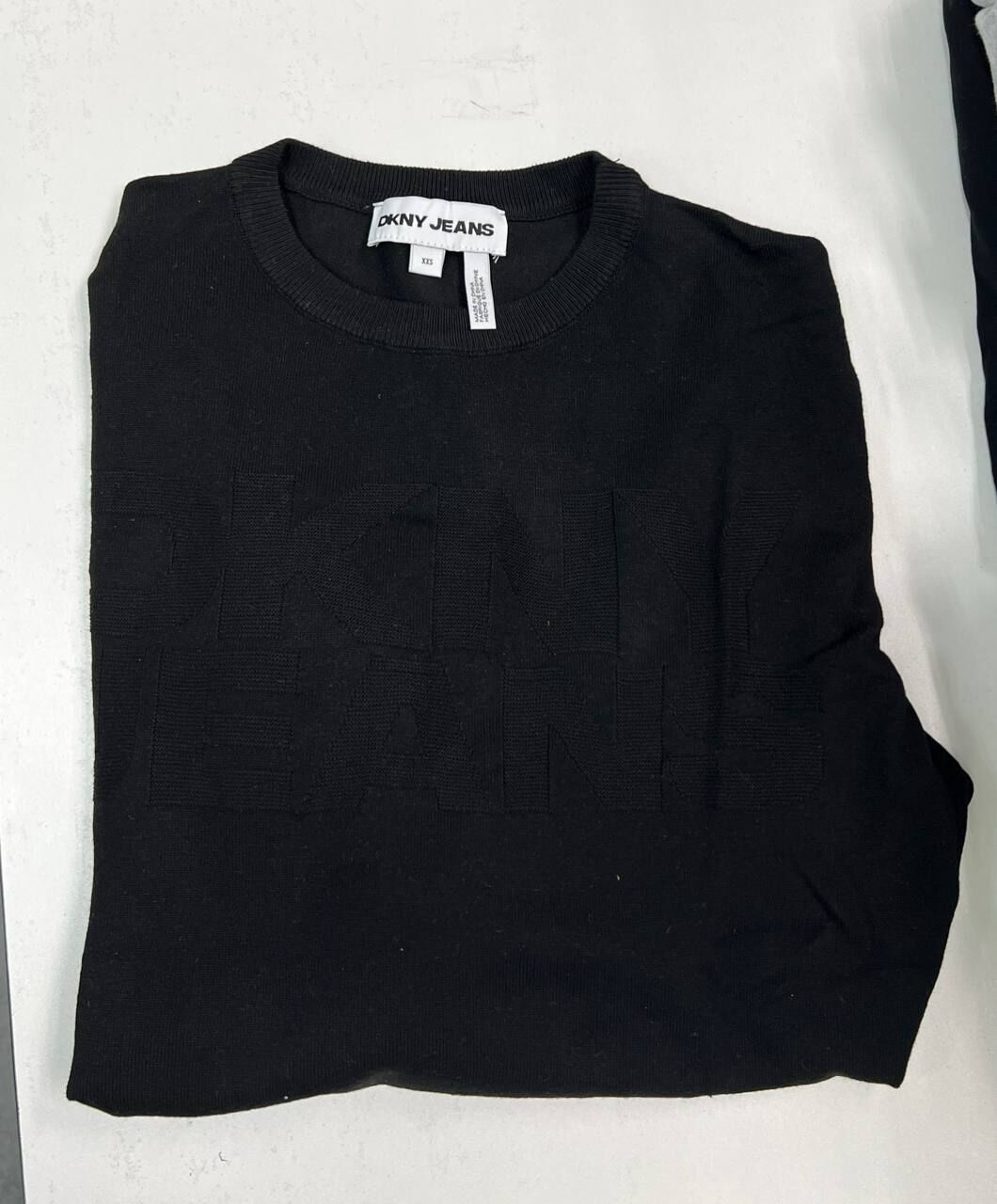 [S] DKNY BLACK HEATHER LOGO EMBROIDERED SWEATSHIRT, DJ5R0646-B4R (SD1487)