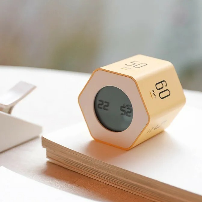 Mooas 六角轉轉專注學習定時器（黃色/小學中高年級/國中生）