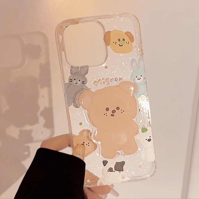《08282》可愛熊熊支架透明手機殼(含支架)
