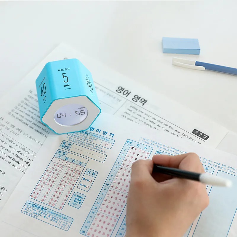 Mooas 六角轉轉專注學習定時器（藍色/國高中生/成人健身商務）