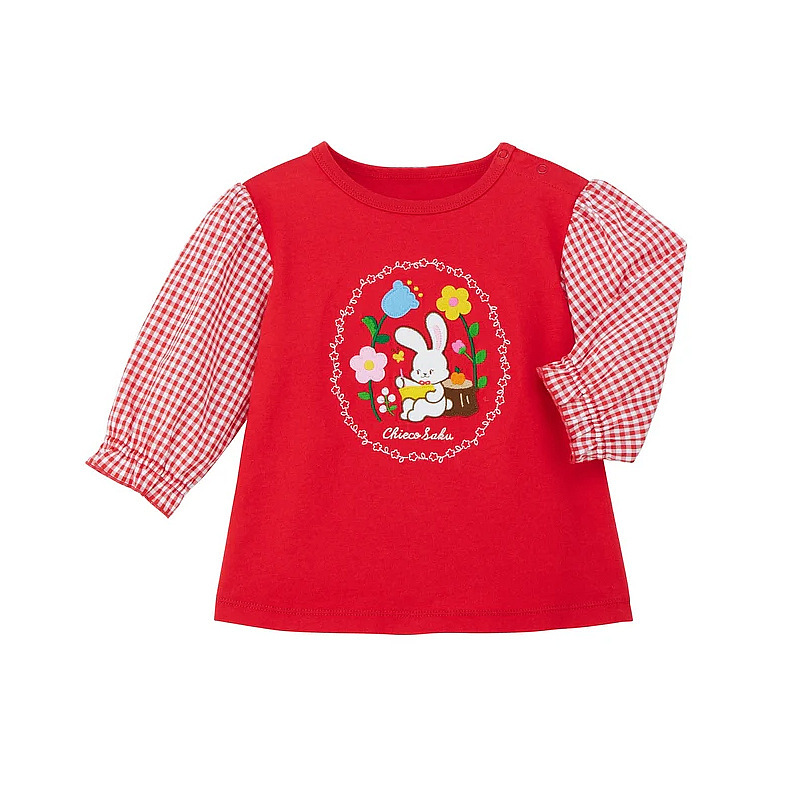 𝐌𝐢𝐤𝐢 𝐇𝐨𝐮𝐬𝐞 小兔花朵刺繡拼接長袖上衣