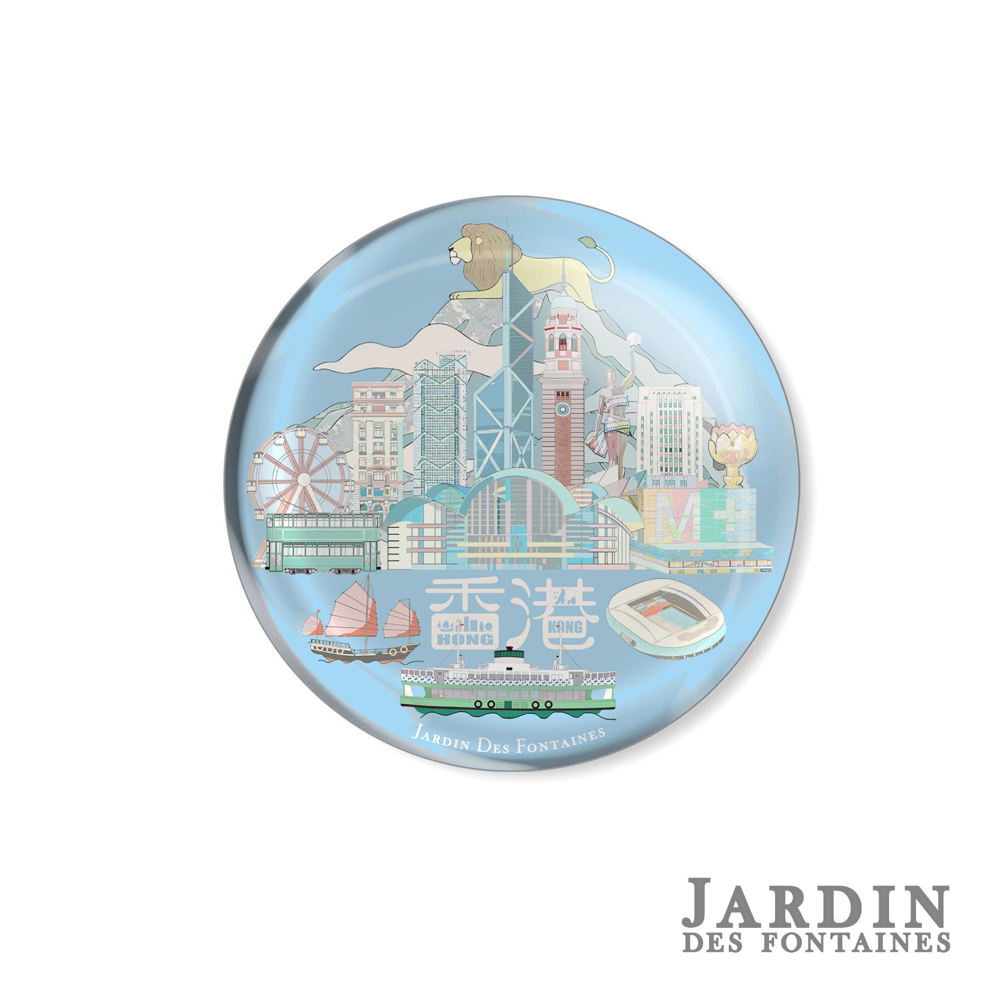 JARDIN DES FONTAINES lion rock crystal fridge magnet