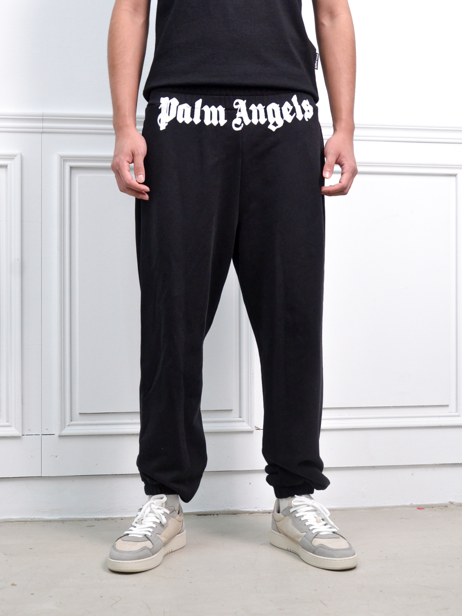 Palm Angels logo-print Cotton Track Pants Black LOGO棉長褲【PMCH013F24FLE0021003】