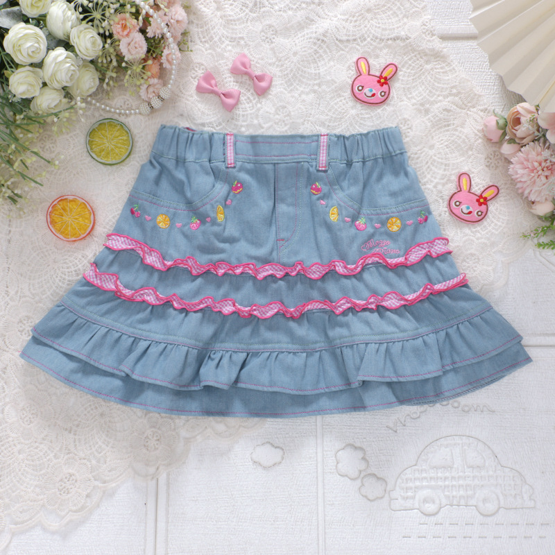 𝐌𝐞𝐳𝐳𝐨 𝐏𝐢𝐚𝐧𝐨 牛仔刺繡可愛蛋糕短裙
