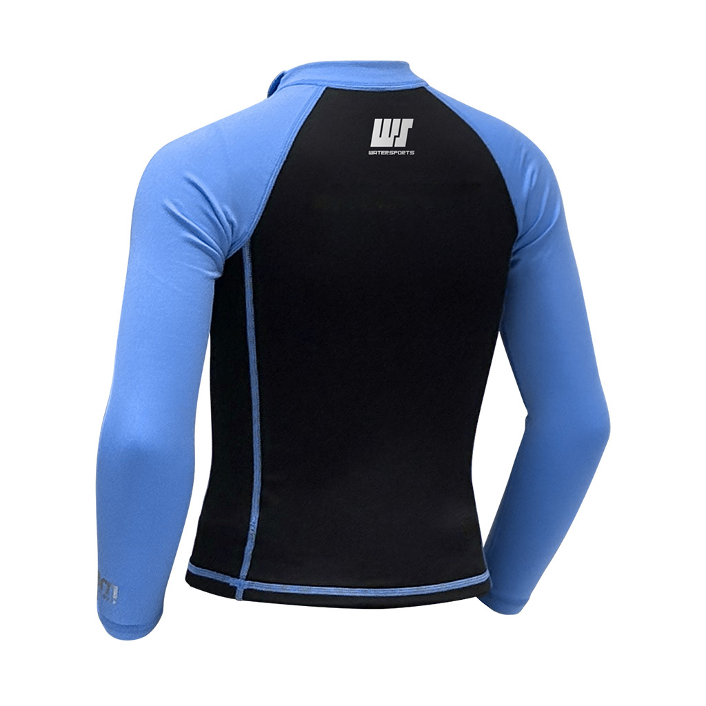 1.2/1mm 兒童短纖抓毛游泳保暖上衣 - 黑/藍