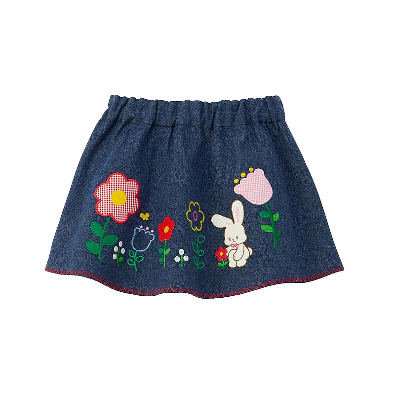 𝐌𝐢𝐤𝐢 𝐇𝐨𝐮𝐬𝐞 兔兔花朵刺繡牛仔短裙