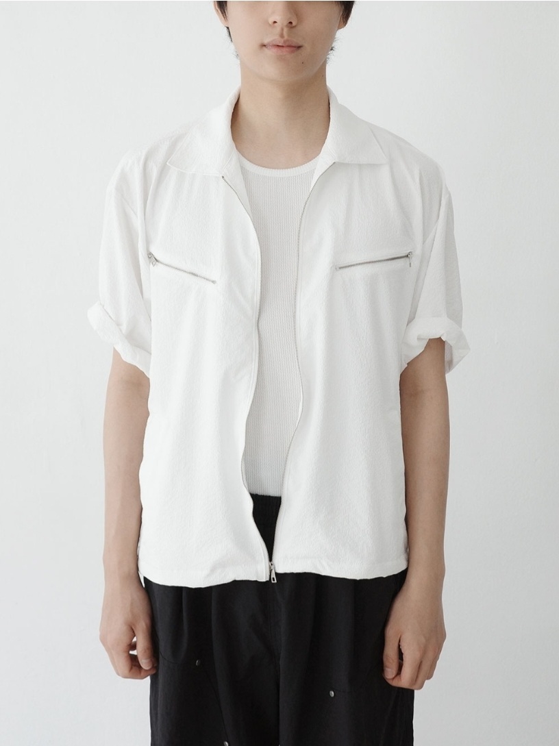 (韓國獨家特價)拉鍊造型短袖襯衫外套