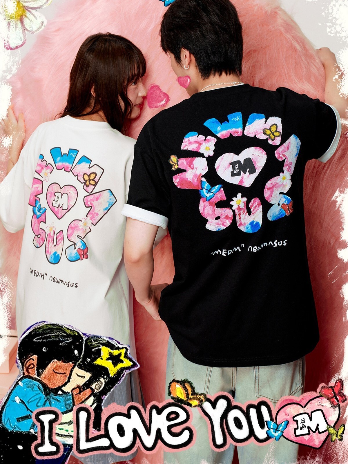 MEDM x NEWMASUS 愛心蝴蝶花朵環繞 短袖T