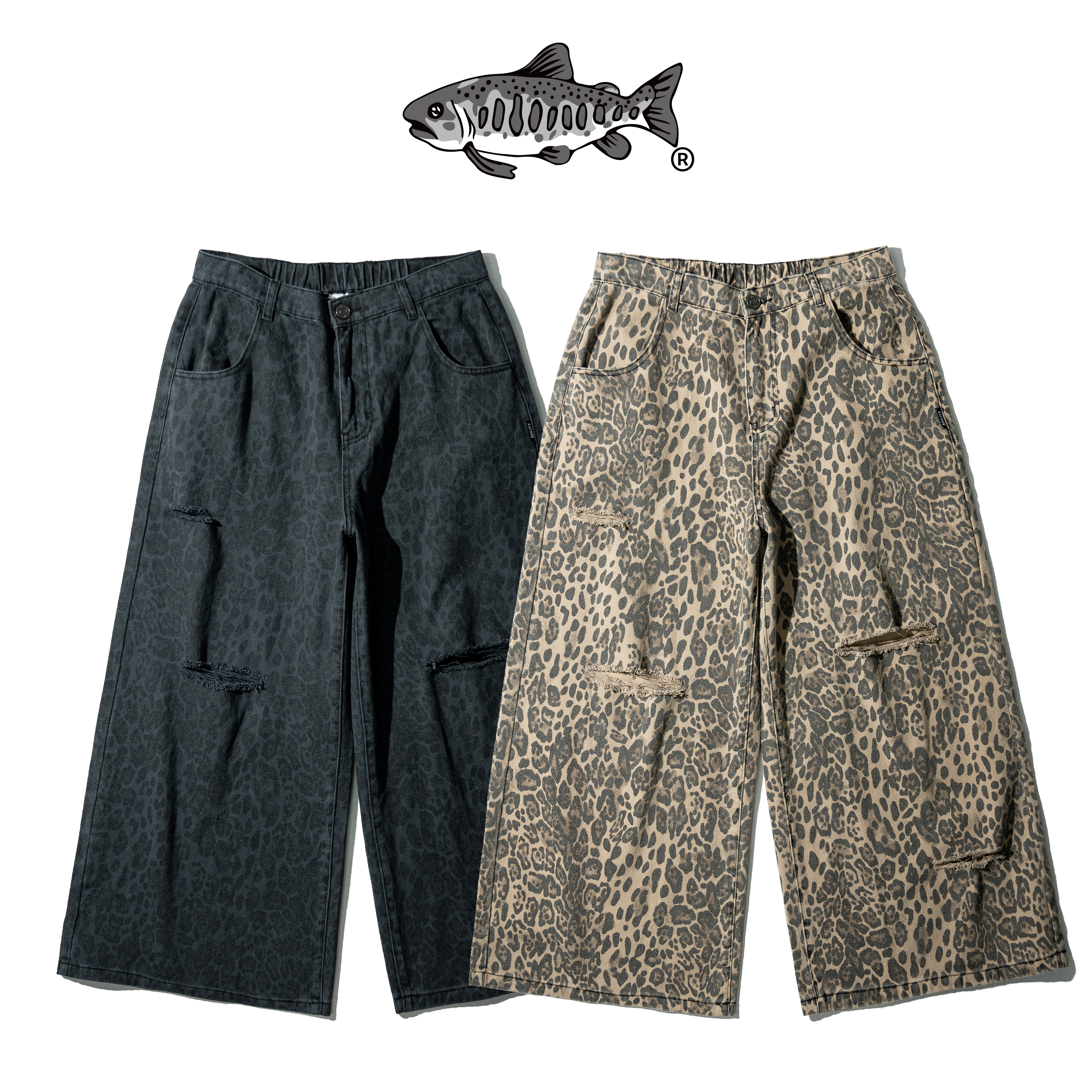 AGILITY Leopard Print Distressed Pants 套裝 破壞 豹紋長褲 [O-LS02]