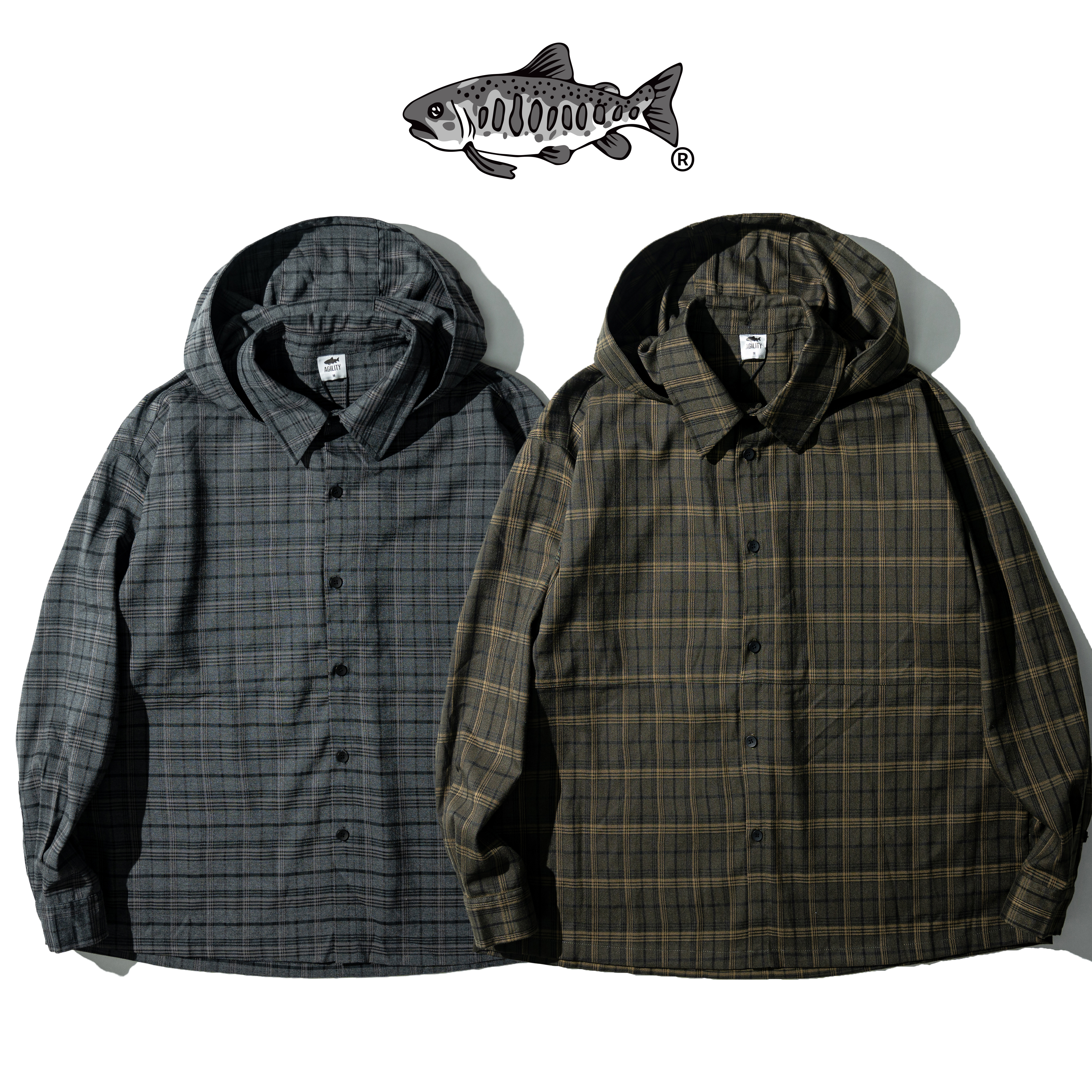 AGILITY Detachable Hooded Shirts 可拆連帽 長袖 格紋襯衫 [DS58]