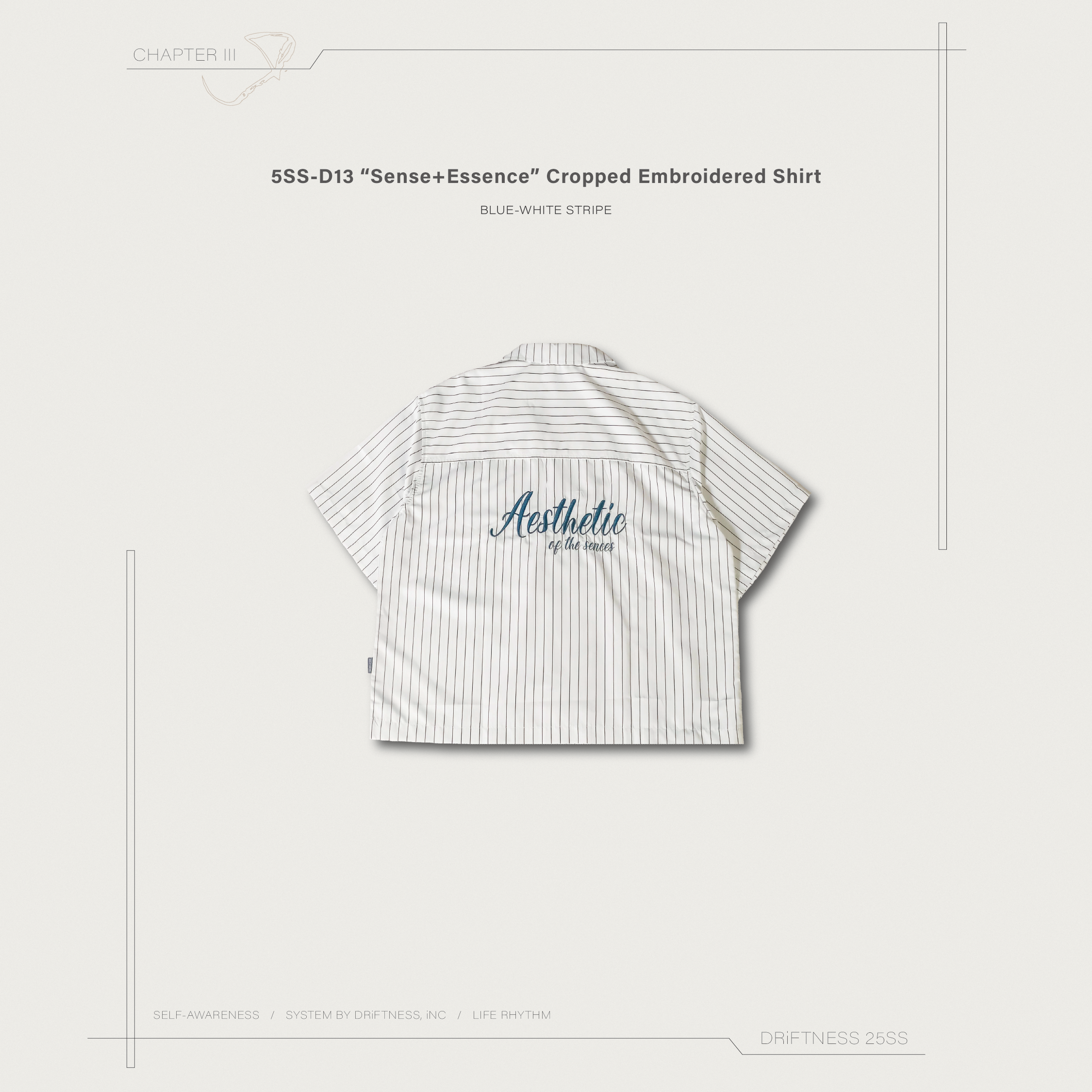DRiFTNESS｜5SS-D13 “Sense+Essence” 短版休閒電繡襯衫
