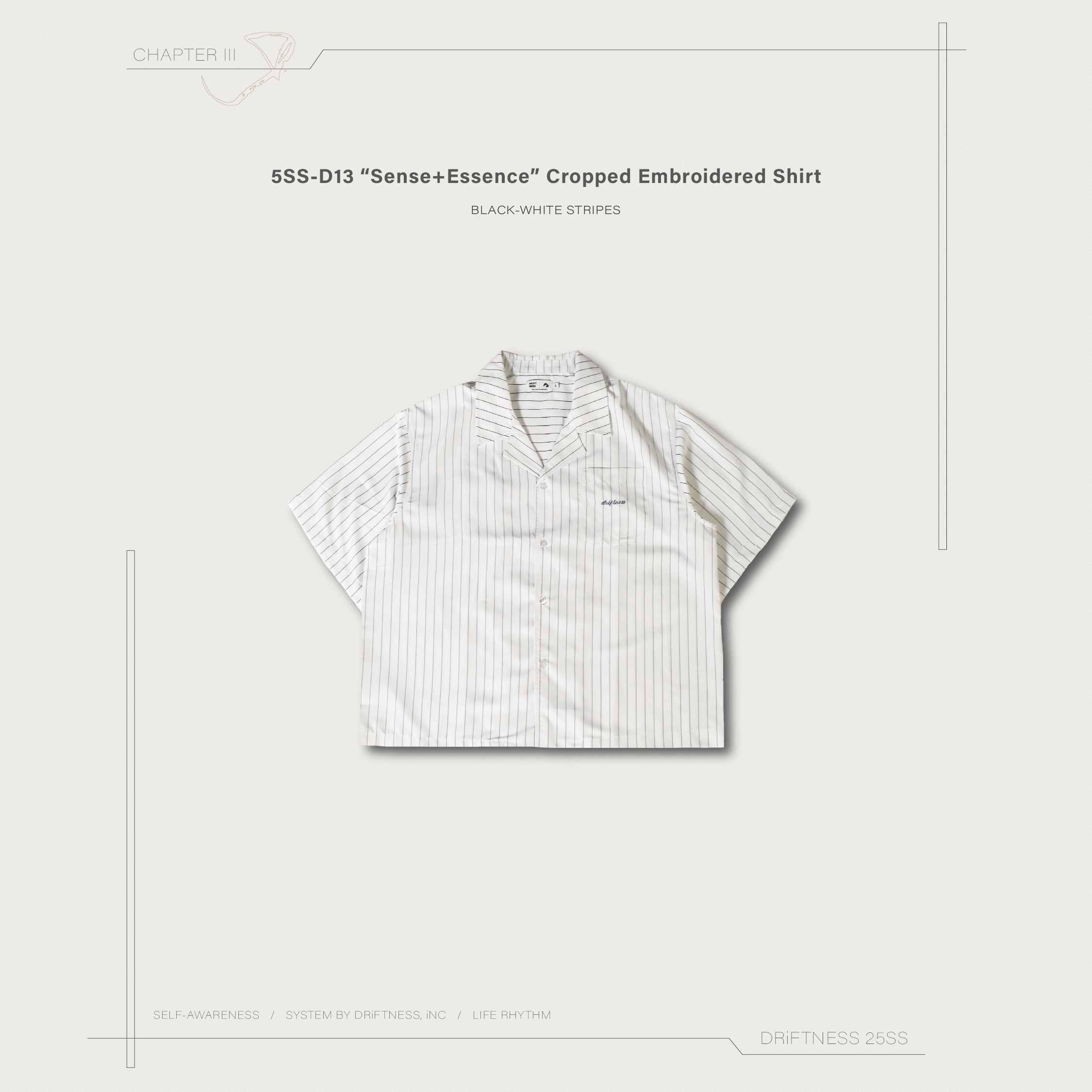 DRiFTNESS｜5SS-D13 “Sense+Essence” 短版休閒電繡襯衫