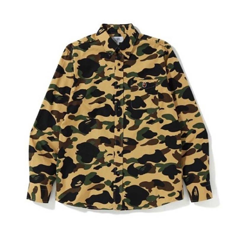 BAPE 1st Camo Bd Shirt 黃色 迷彩 長袖襯衫 BAPE-487CM [台灣現貨]