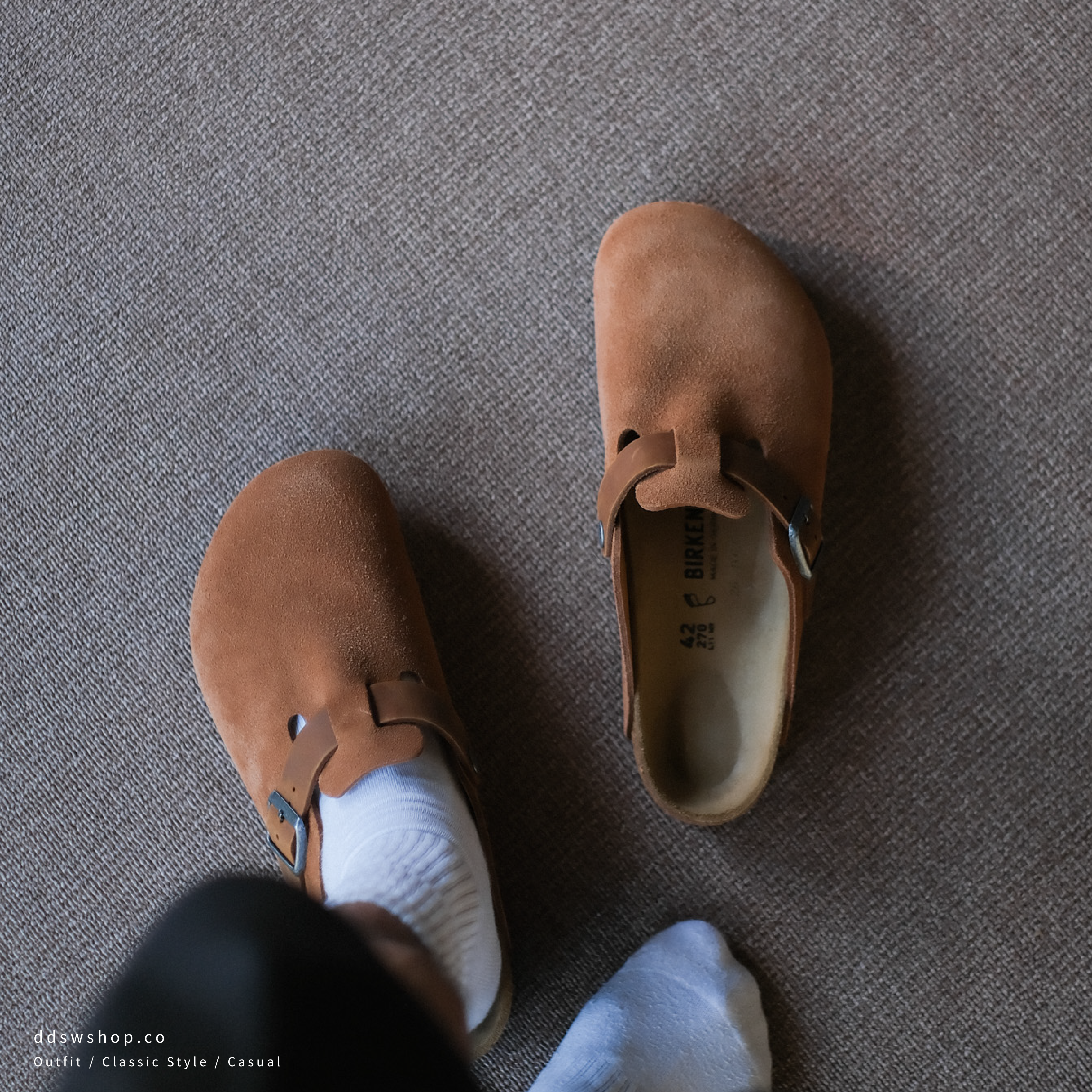 "現貨" Birkenstock Boston suede clogs "Cognanc"