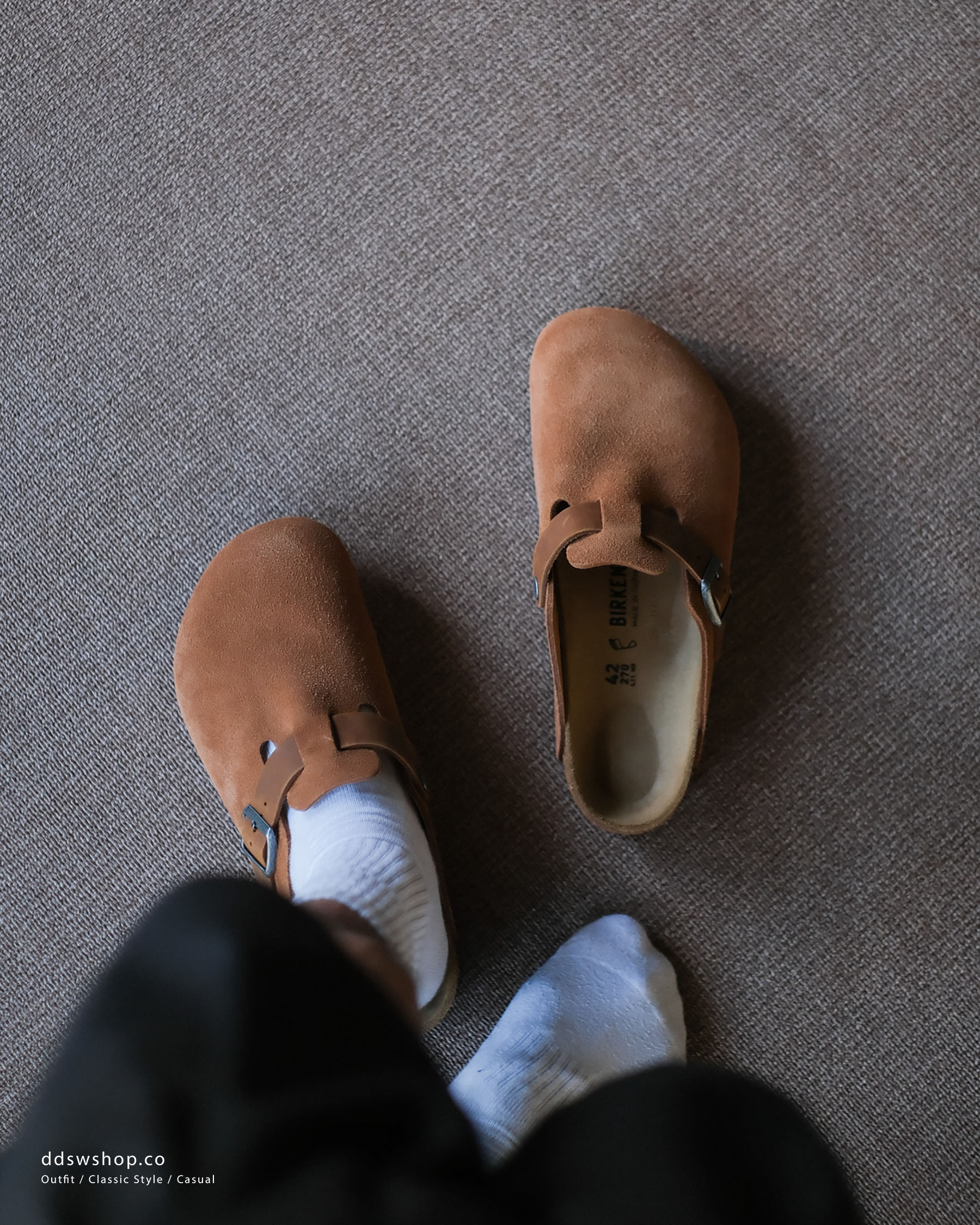 "現貨" Birkenstock Boston suede clogs "Cognanc"