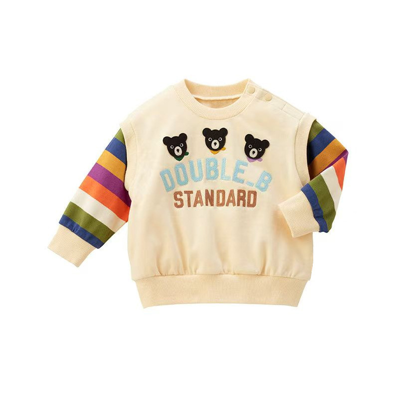 𝐌𝐢𝐤𝐢 𝐇𝐨𝐮𝐬𝐞 黑熊字母刺繡條紋拼色衛衣