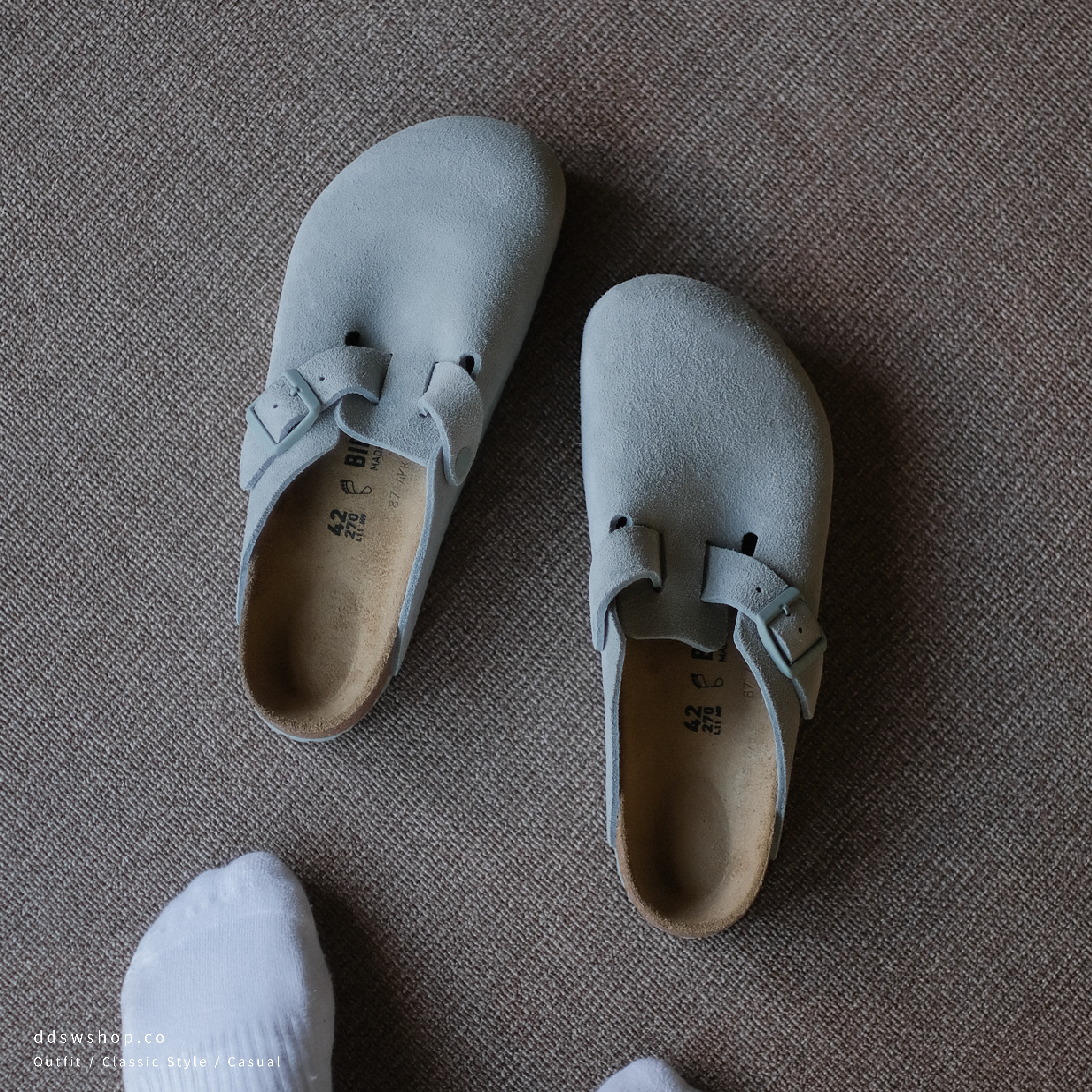 "現貨" Birkenstock Boston suede clogs "Pure Sage"