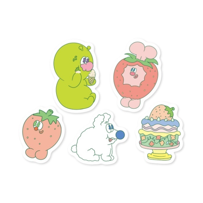 Kingjun｜防水貼紙組｜草莓大餐貼紙組｜5入