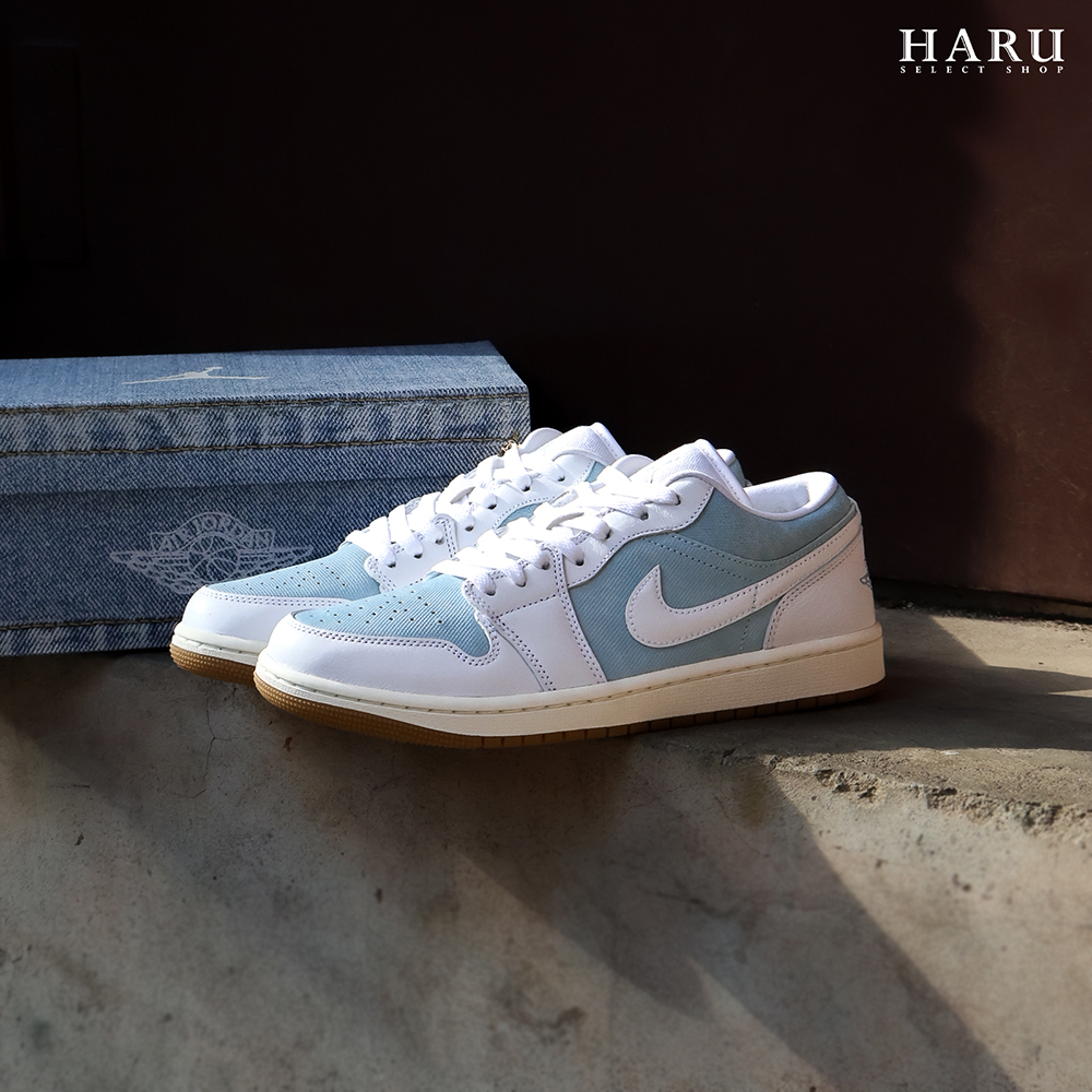 AIR JORDAN 1 LOW SE "DENIM WORN BLUE" AJ1 丹寧 牛仔布 拼接 皮革 焦糖底 女生復古休閒鞋 有大尺寸 HQ2004-400