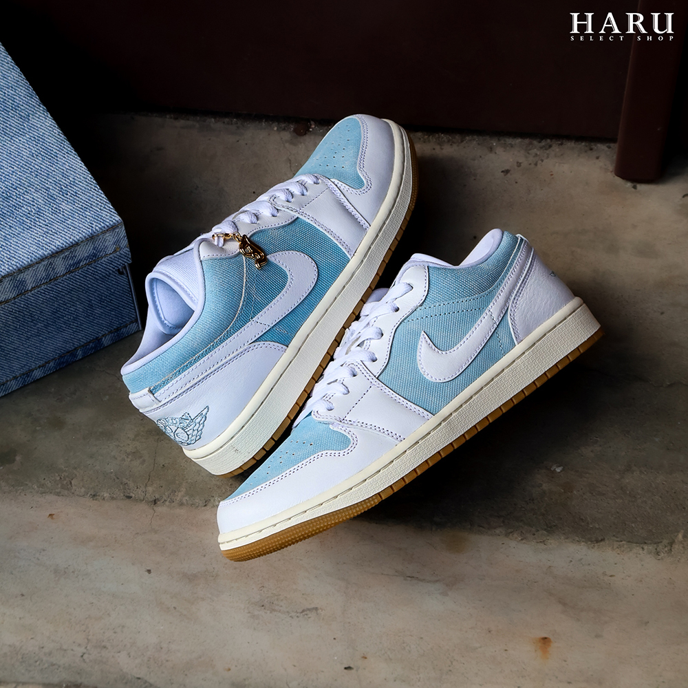 AIR JORDAN 1 LOW SE "DENIM WORN BLUE" AJ1 丹寧 牛仔布 拼接 皮革 焦糖底 女生復古休閒鞋 有大尺寸 HQ2004-400