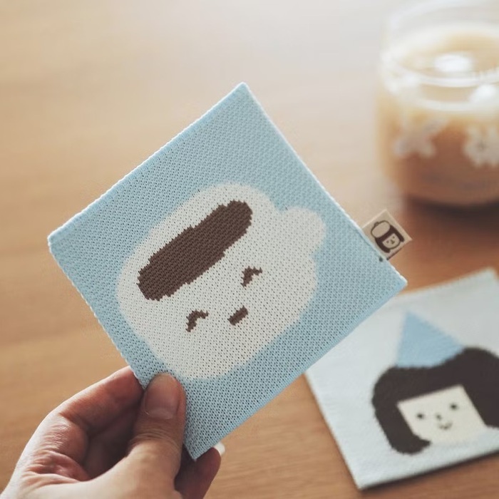 右手超人｜針織杯墊｜咖啡