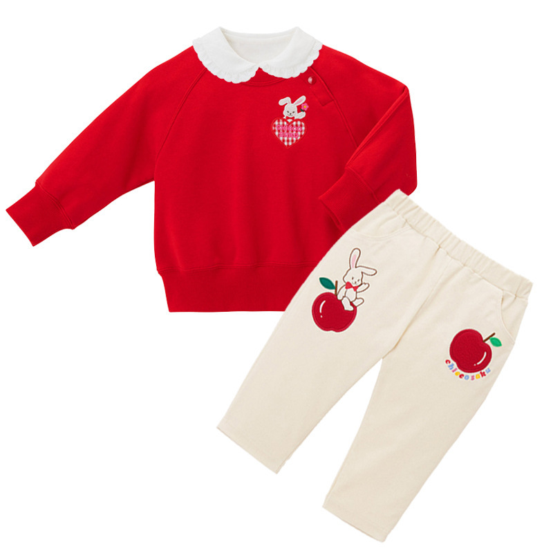 𝐌𝐢𝐤𝐢 𝐇𝐨𝐮𝐬𝐞 兔兔蘋果刺繡燈芯絨長褲