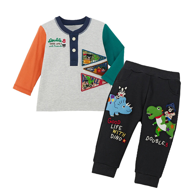 𝐌𝐢𝐤𝐢 𝐇𝐨𝐮𝐬𝐞 黑熊刺繡拼色長袖上衣