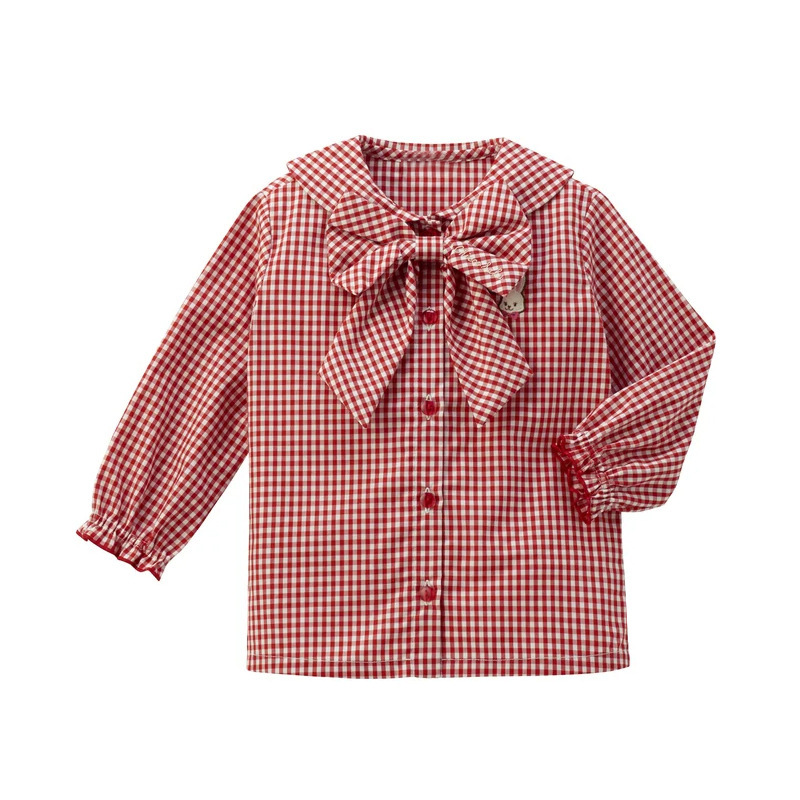 𝐌𝐢𝐤𝐢 𝐇𝐨𝐮𝐬𝐞 兔兔蝴蝶結格仔長袖襯衫