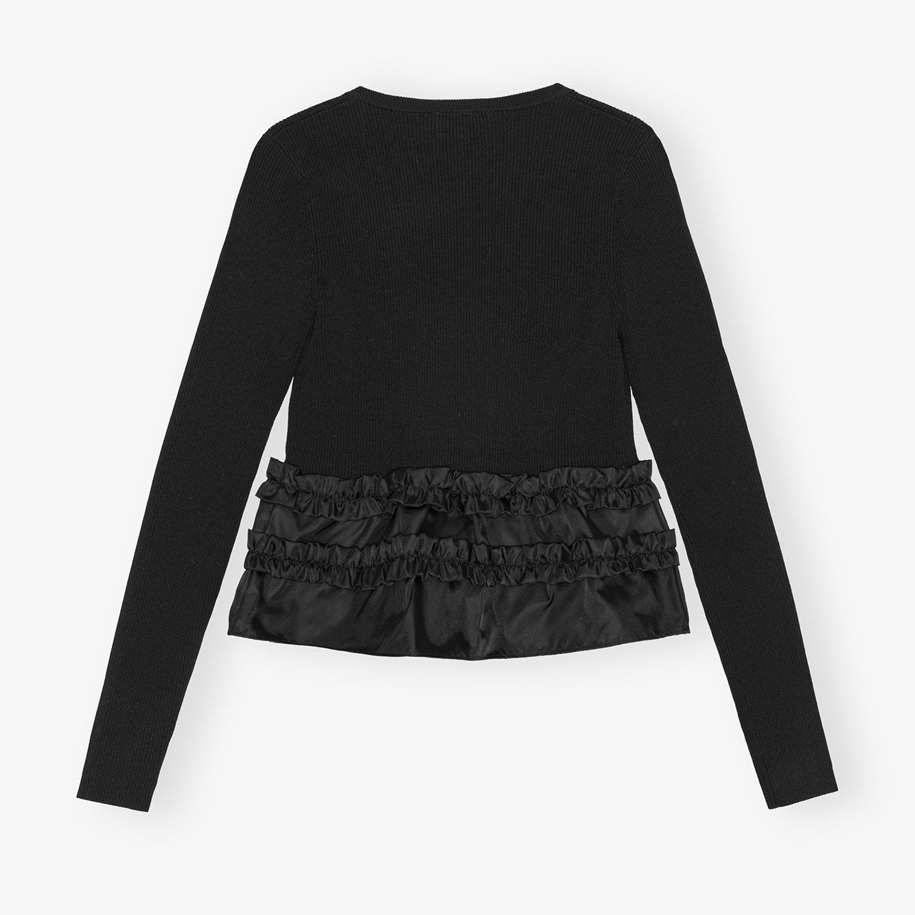 1LN0902-049 GANNI Melange Knit Cardigan Black #K2510-099 (C-BR-E)
