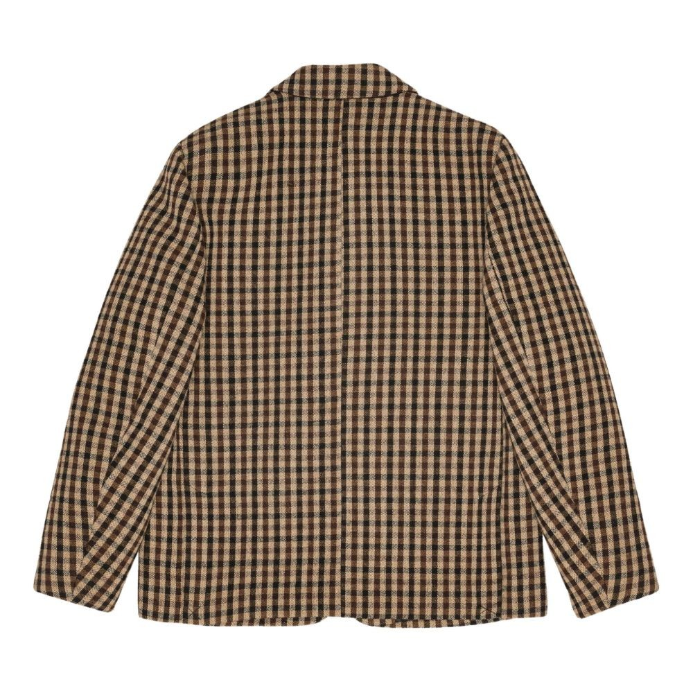 1LN0902-050 GANNI Gingham Check Buttoned Blazer Brown #W0426-979 (C-BR-E)
