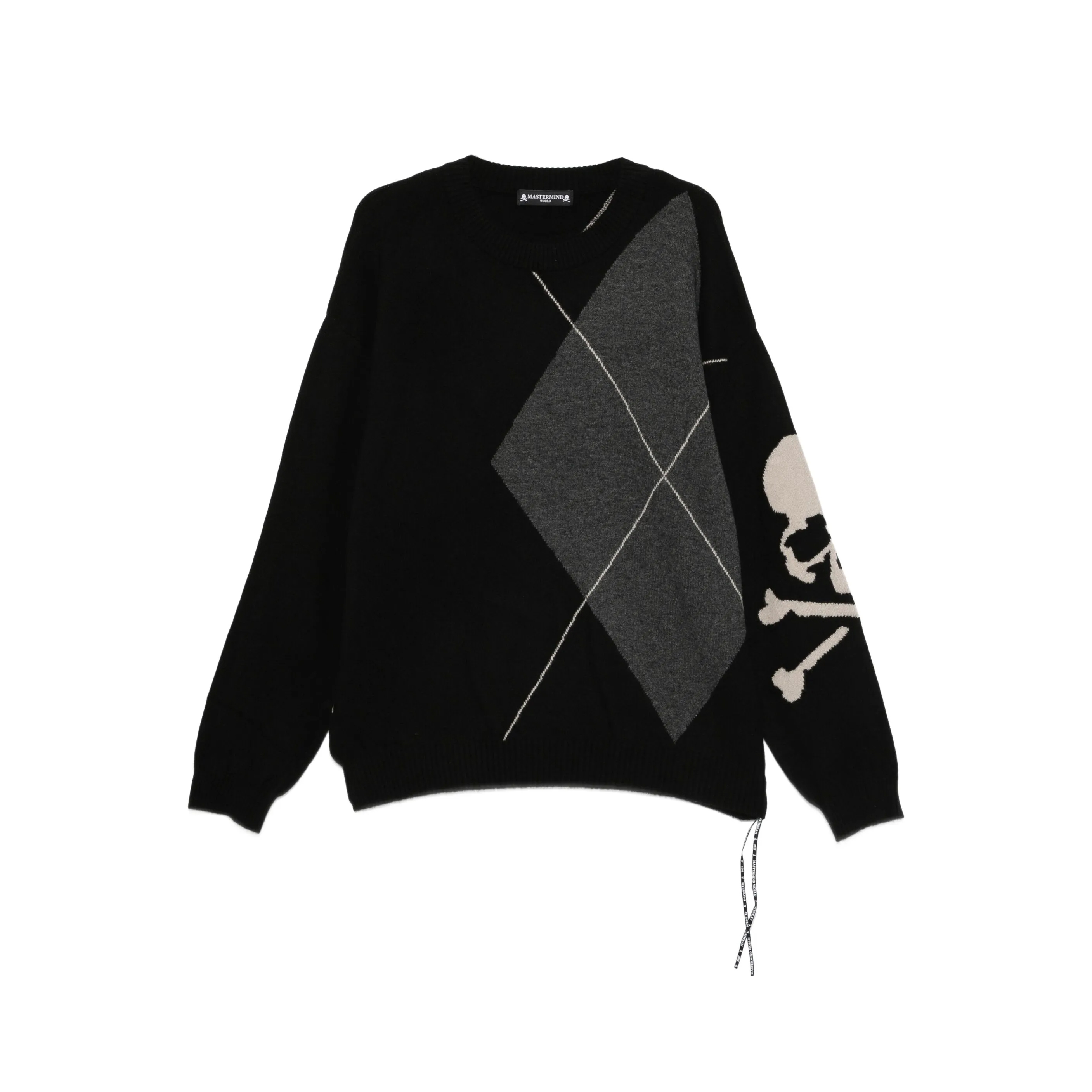 MASTERMIND WORLD ARGYLE SKULL SWEATER MMW FW25 OVERSIZED 毛衣 大骷髏 菱格紋-MW25S15-KN002