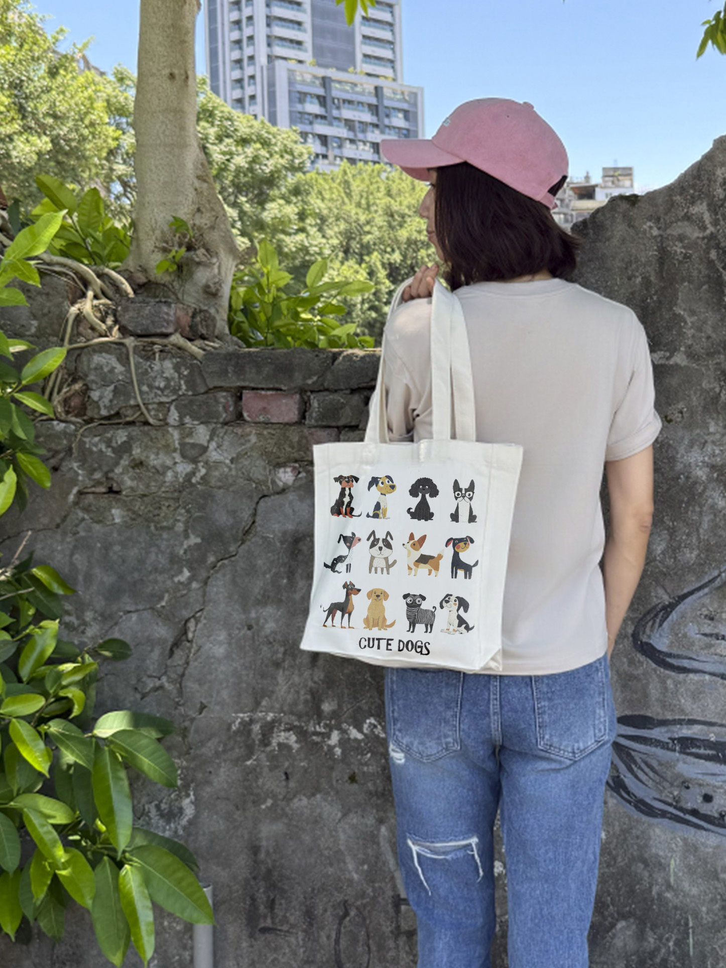 動物園級的可愛♡ CUTE DOGS & CATS 插畫托特袋