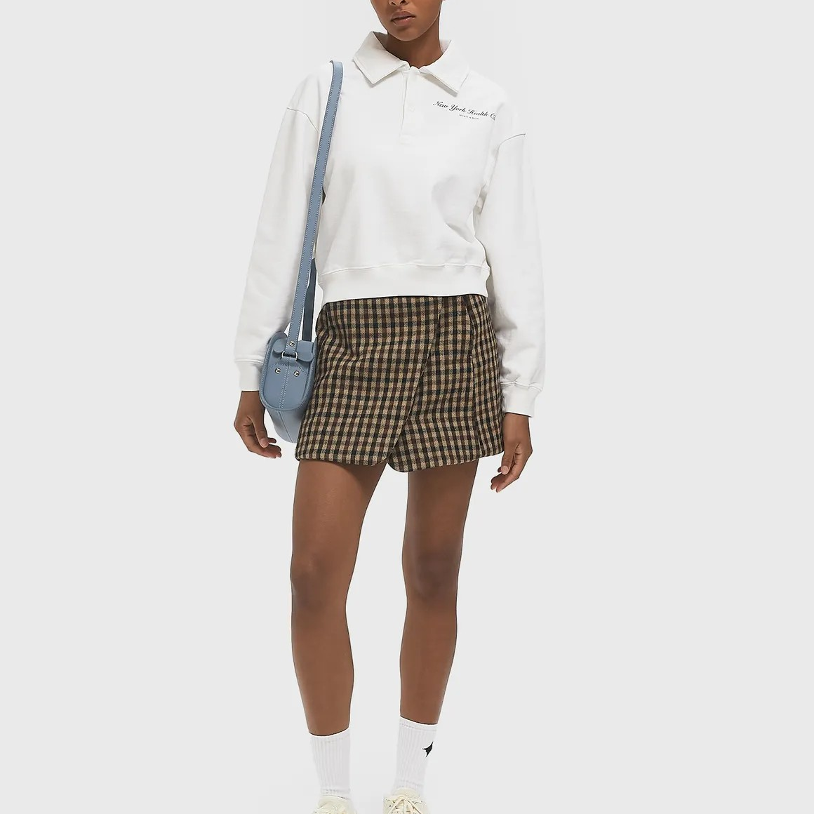 1LN0902-052 GANNI Check Wool Mix Skirt Brown #W0655-979 (C-BR-E)